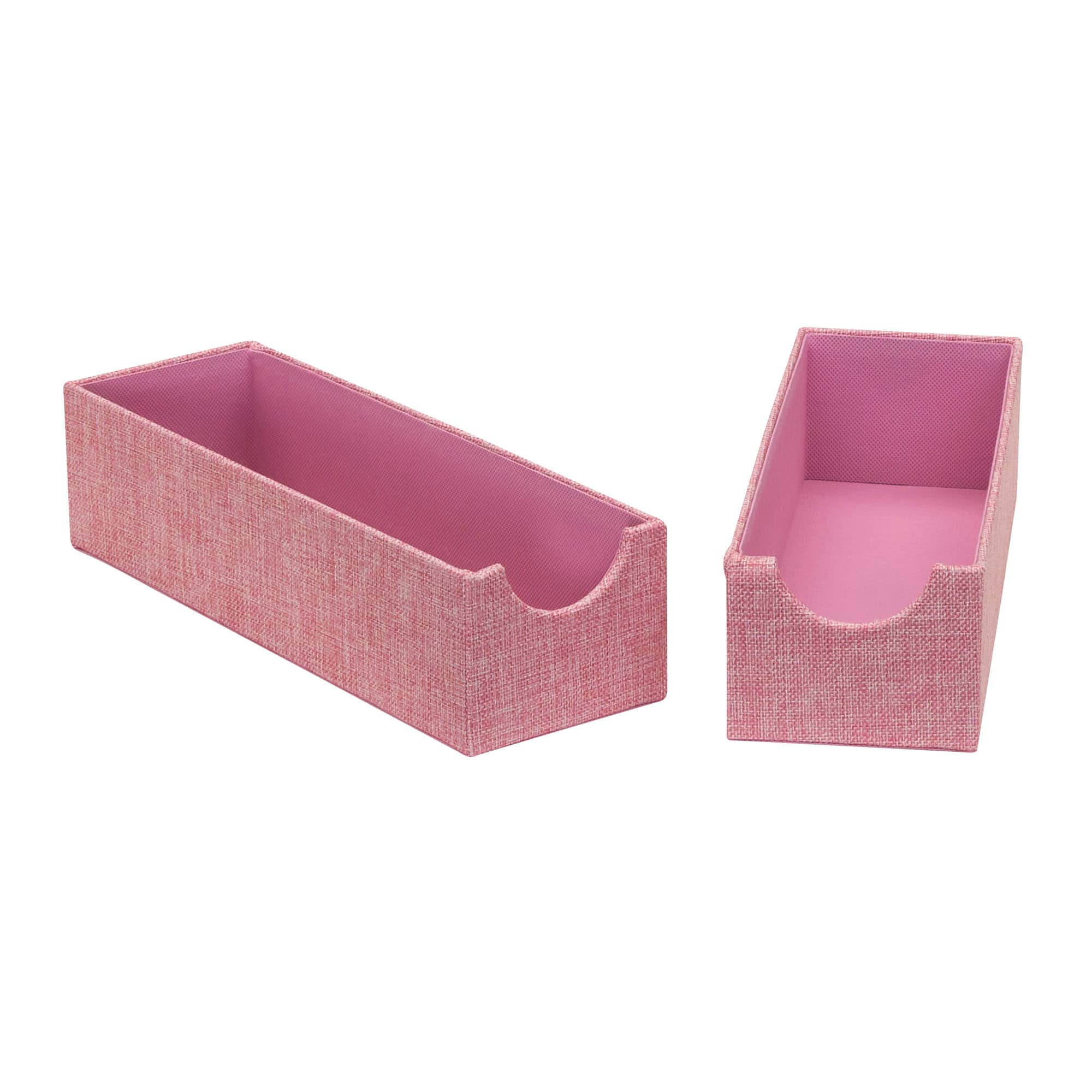 25 Qt. Linen Clothes Storage Bin with Lid in Pink (2-Box)