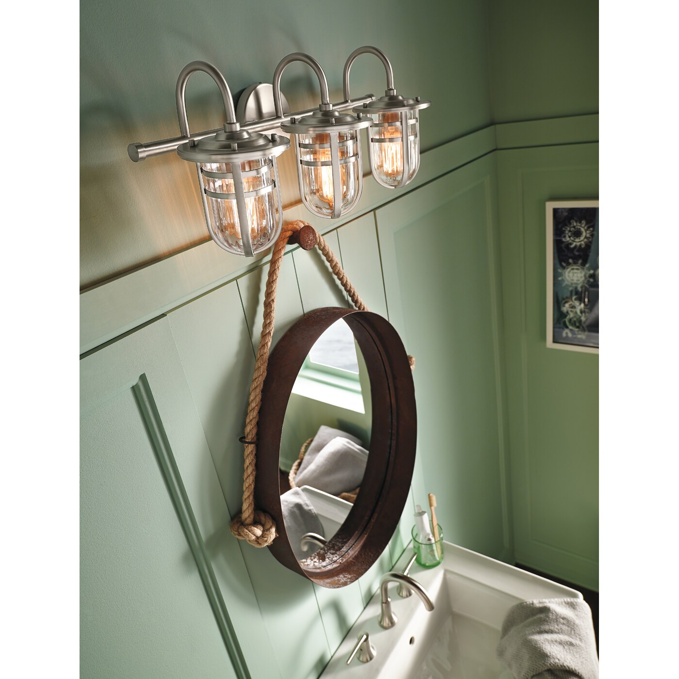 Kichler 45133NI Caparros 24-in 3-Light Brushed Nickel Transitional Vanity Light