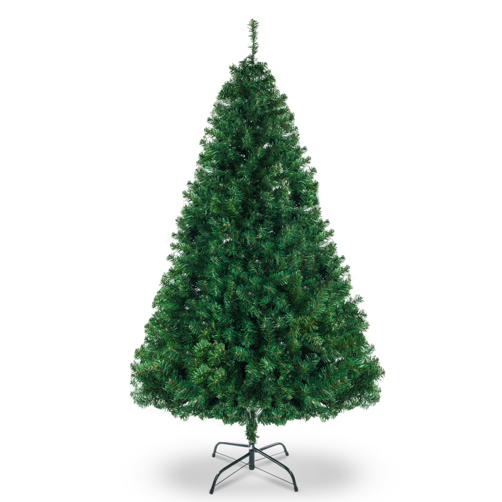VEELIKE 95414791-SYZN 7 FT PVC Artificial Christmas Tree 1334 Branch Tips Flame Retardant Eco Friendly Easy Assembly Sturdy Metal Base for Holiday Decor Green