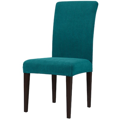 Teal Jacquard Dining Chair Slipcover, Dark Teal Dining Room Chairs