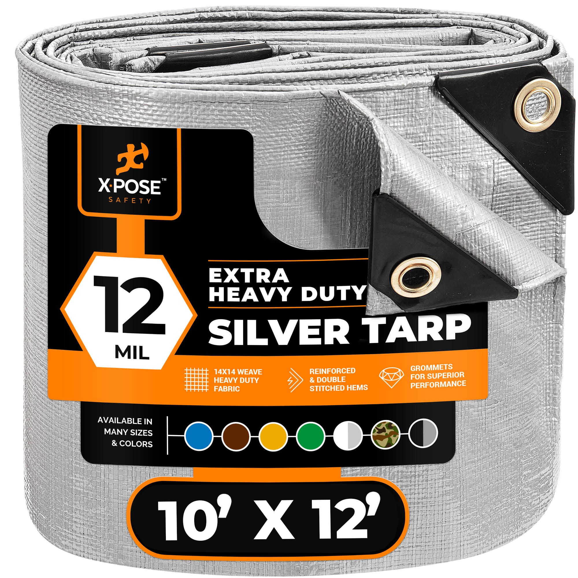 XPOSE SAFETY STHD-1012-X 10-ft x 12-ft Silver Water resistant Commercial Polyethylene 12-mil Tarp