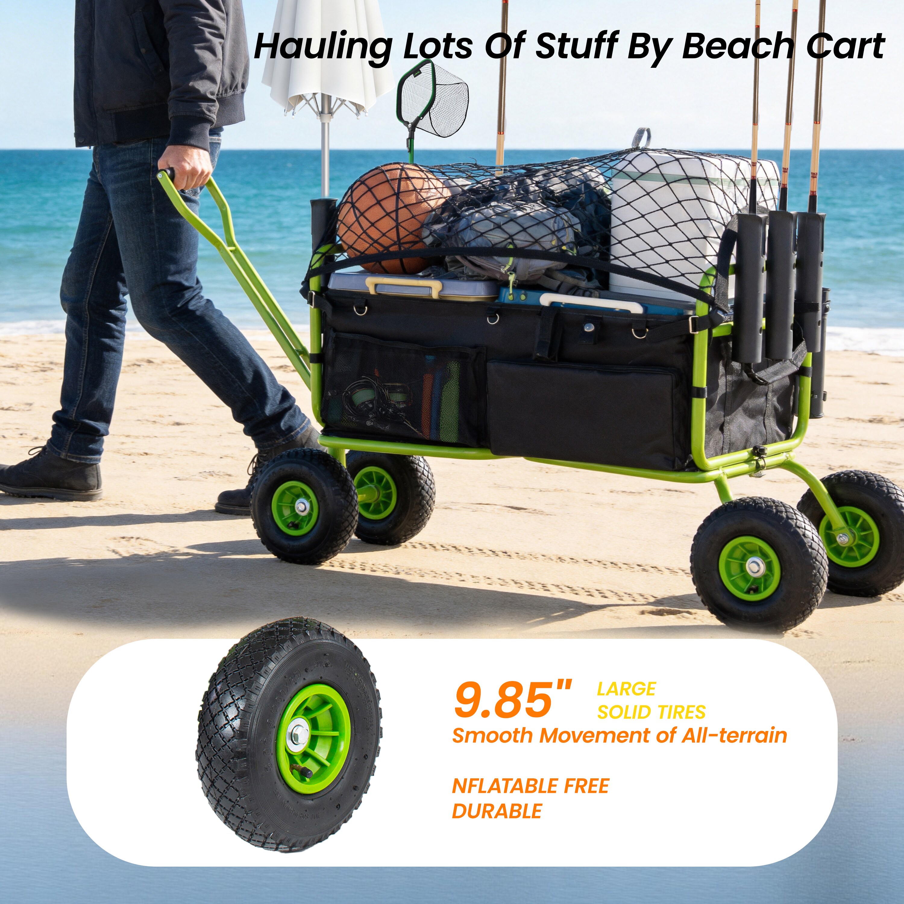 KTMBDW Wagons Carts Foldable 550LBS - Heavy Duty Fishing Cart Utility ...