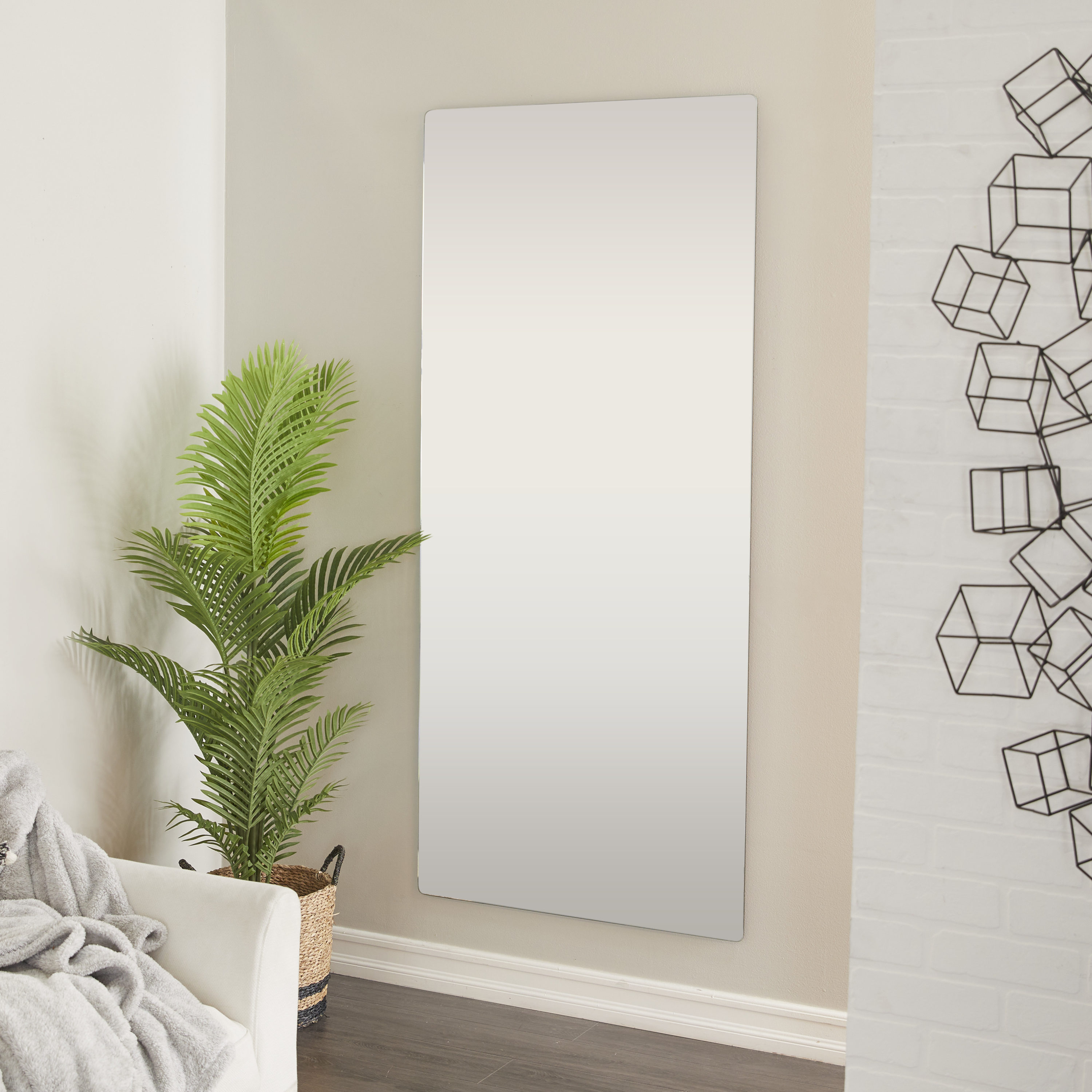 Grayson Lane 31567 32-Inches W x 71.0-Inches H Rectangle Silver Polished Frameless Full Length Floor Mirror