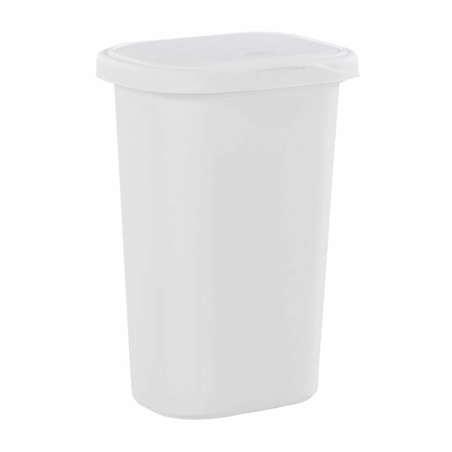 Rubbermaid 163623 13.25 Gallon White Plastic Indoor Kitchen Hinged Lid Trash Can