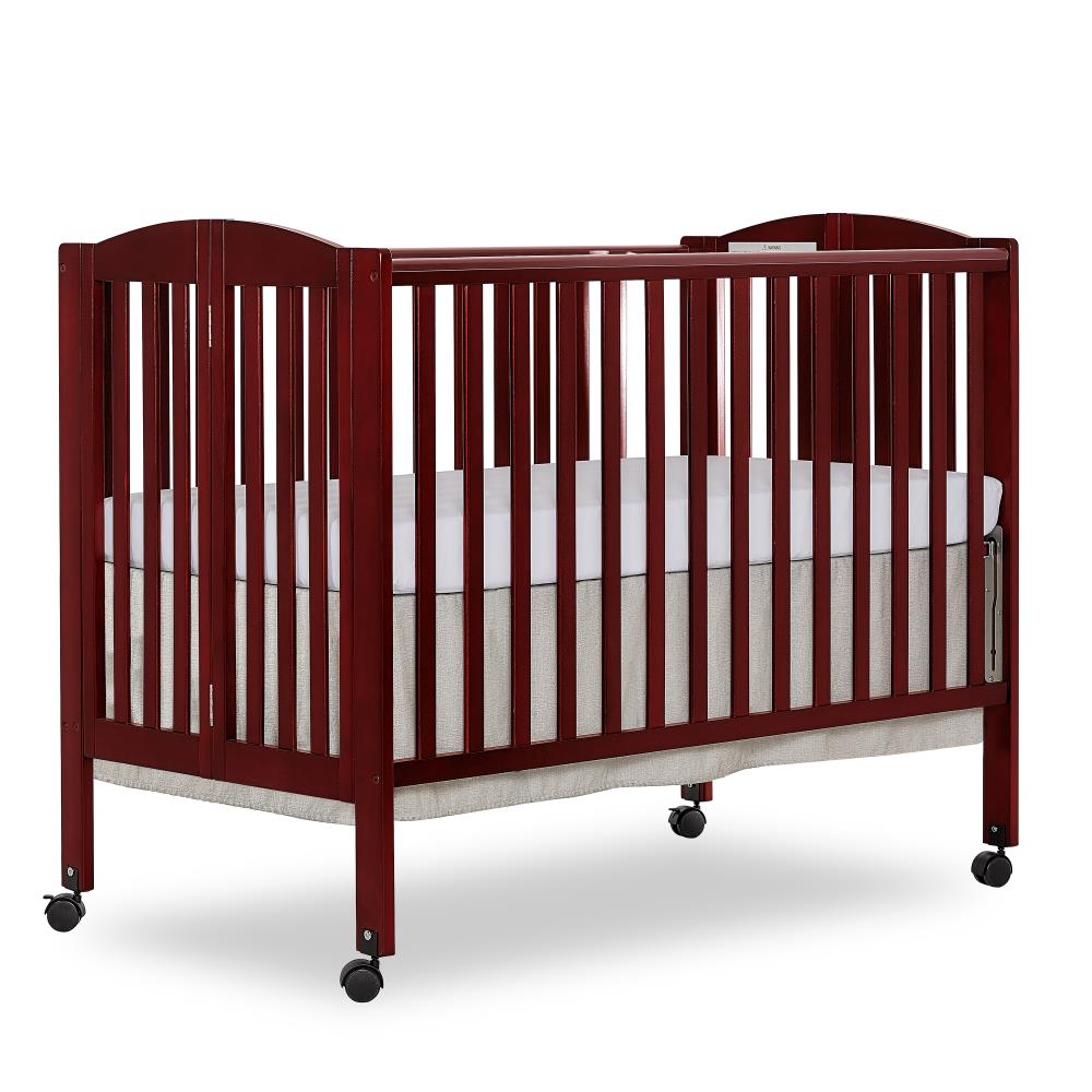 Folding Full Size Crib in Cherry - Traditional Style, Dark Finish, Wood Construction, JPMA Certified in Bronze | - Dream On Me 673-C