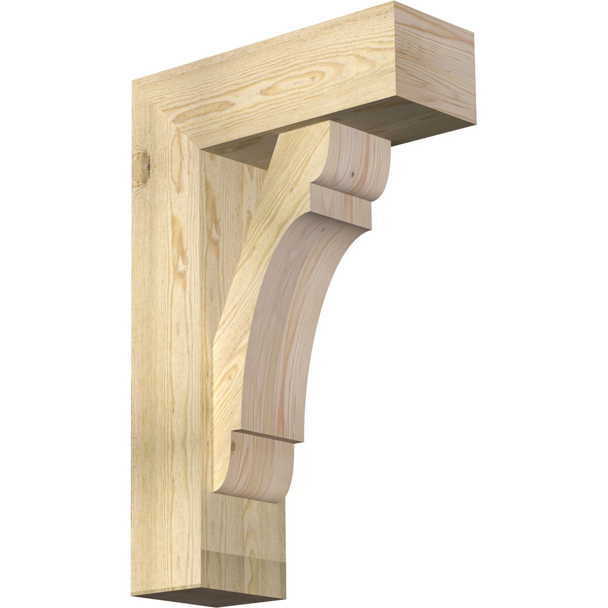 Ekena Millwork 1463673 Olympic block rough sawnbracket with offset brace 8-in x 22-in x 34-in Douglas fir Brown Wood Standard bracket