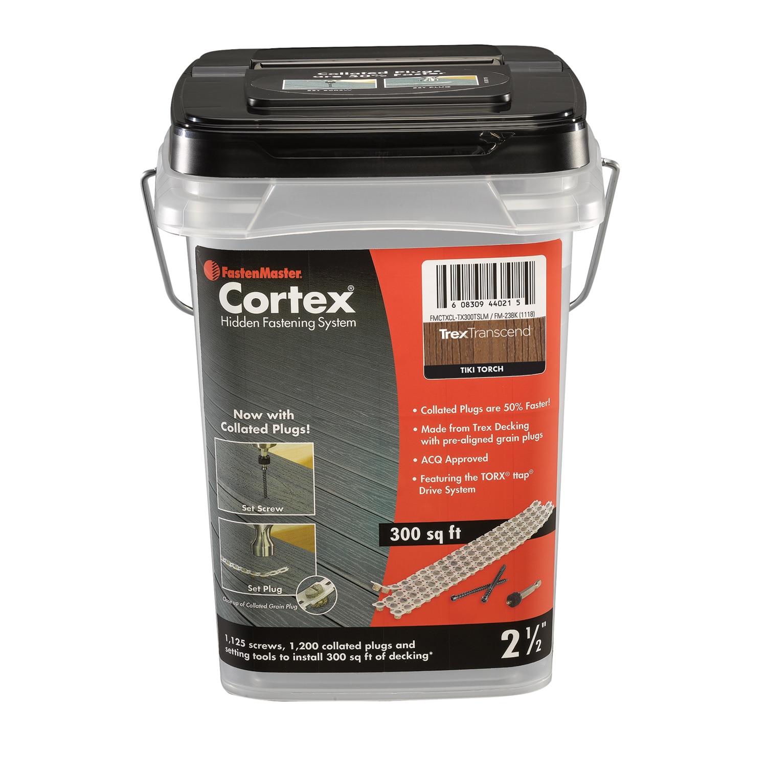 FastenMaster FMCTXCL-TX300TSTT Cortex for Trex Transcend Decking 2.5 Inches Tiki Torch Hidden Deck Fastener 300 Square feet ( 1050 -Pack )