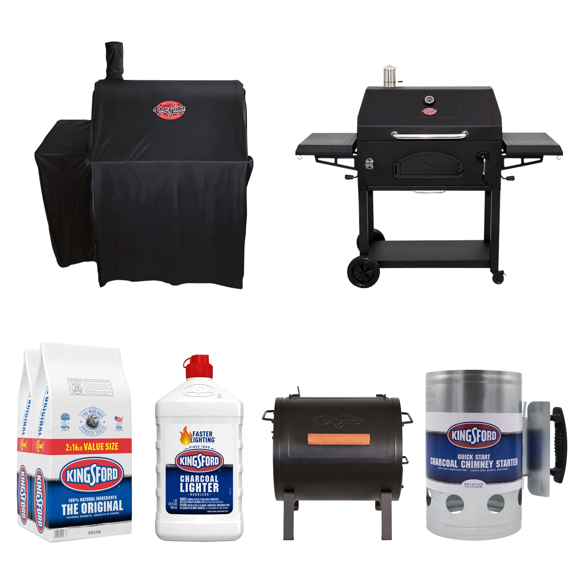 Shop Char-Griller Legacy Charcoal Grill Becomes a Smoker with Side Fire Box   Kingsford Charcoal and Accessories at
