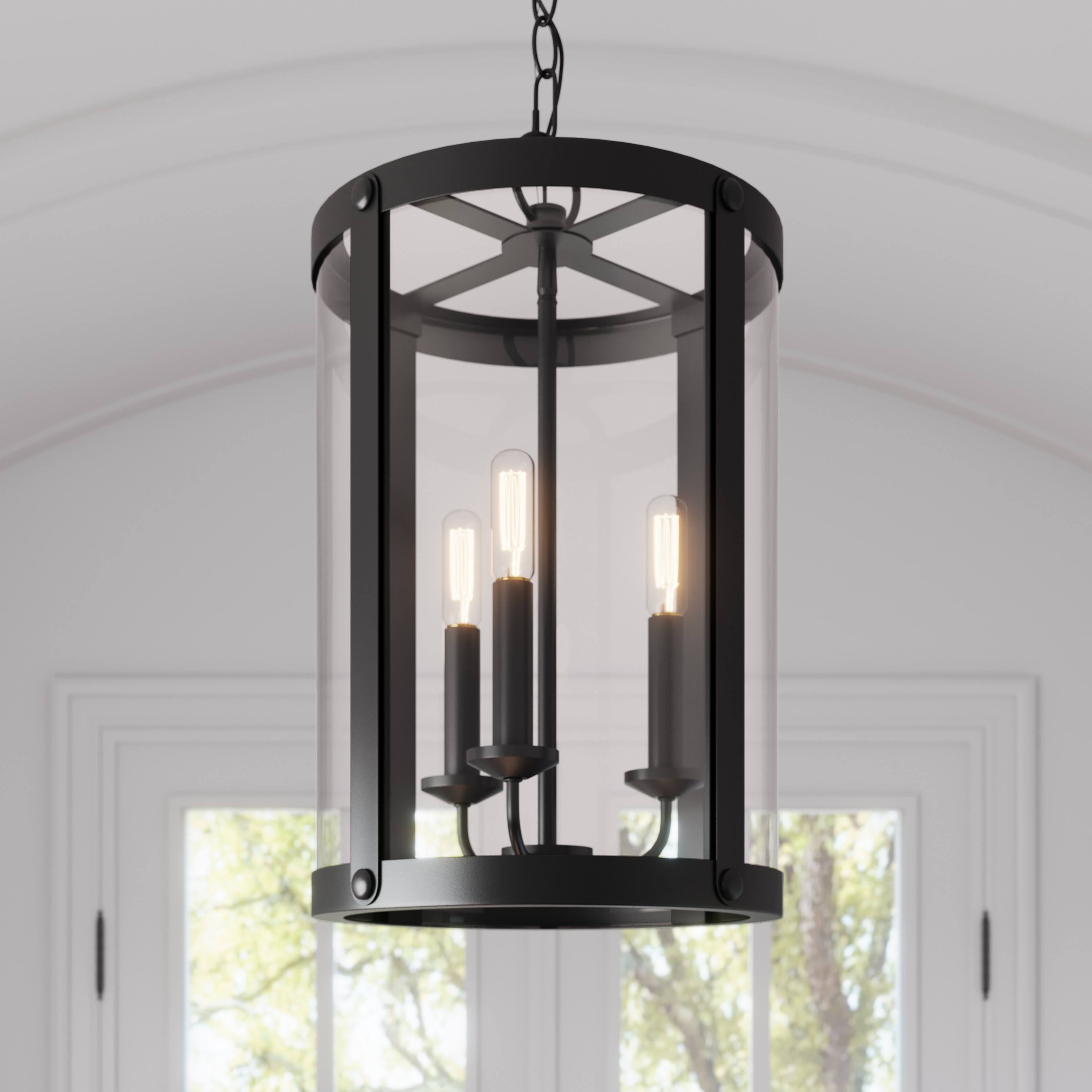 Matte Black Glass Indoor/Outdoor LED Flush Mount Light Fixture