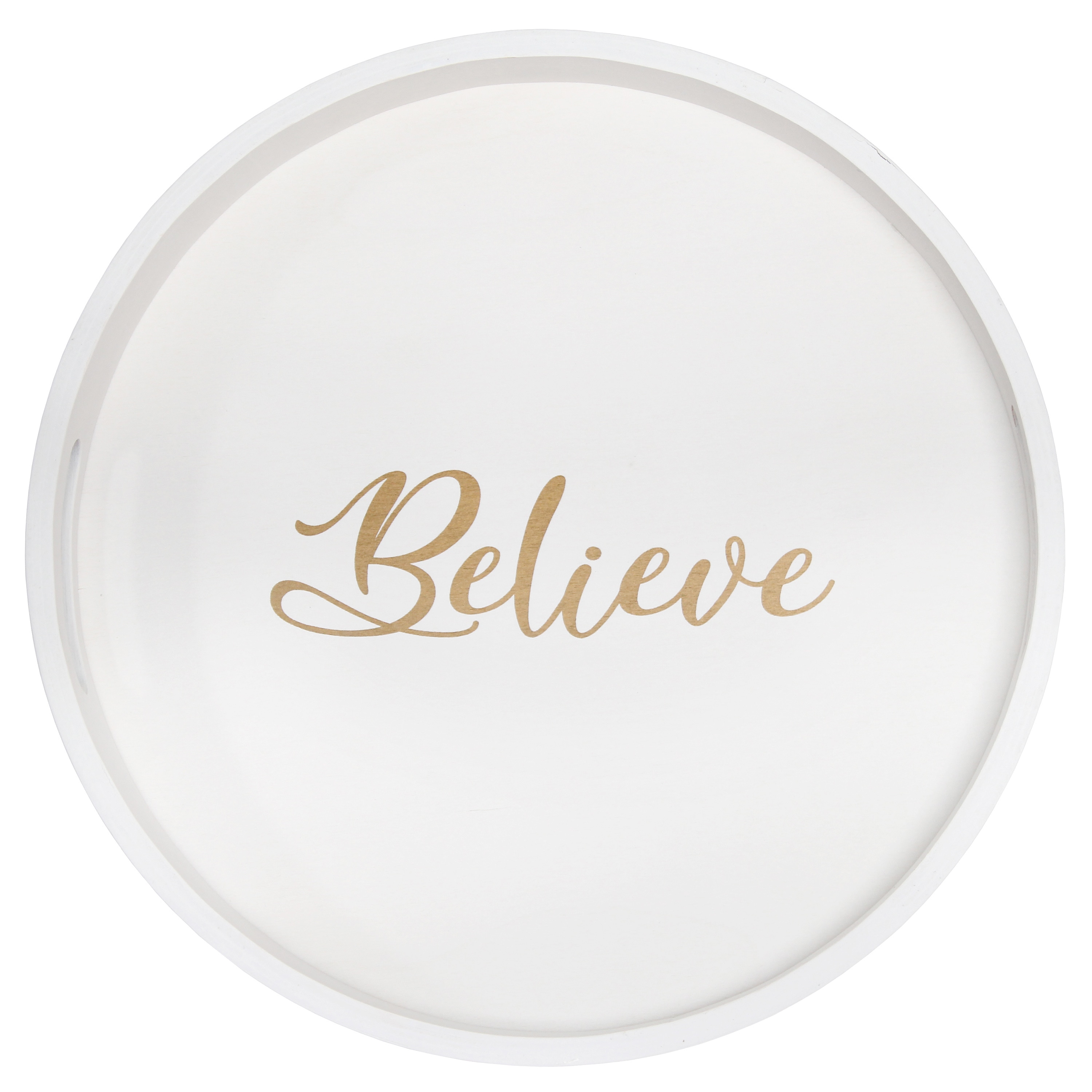 Elegant Designs HG2013-WBV 13.75-in x 13.75-in White Wash Round Serving Tray