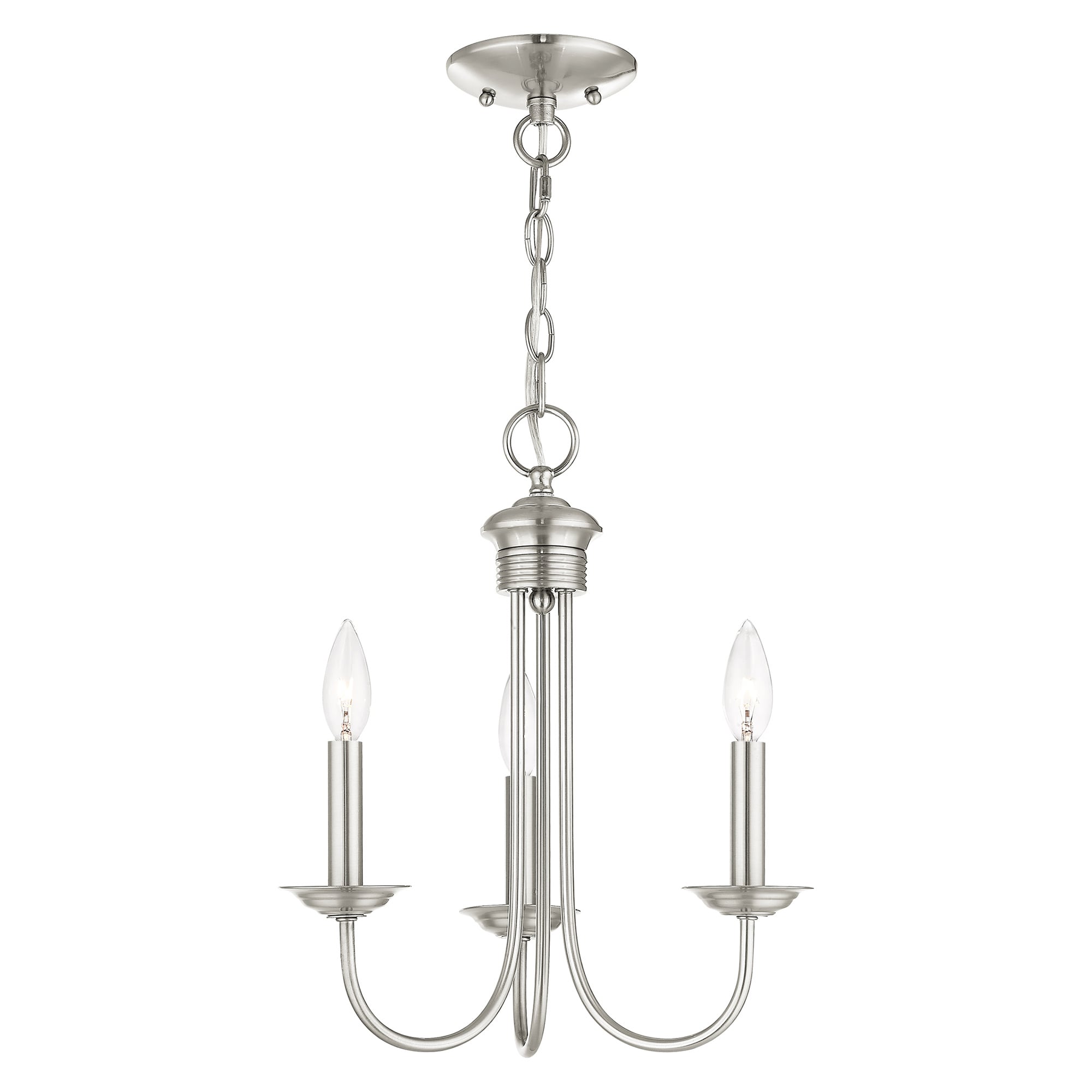 Livex Lighting 42683-91 Estate 3 -Light Brushed Nickel Traditional For Use in Bathrooms, Bedrooms, Dining Rooms, Foyers, Kitchens, Living Rooms Chandelier