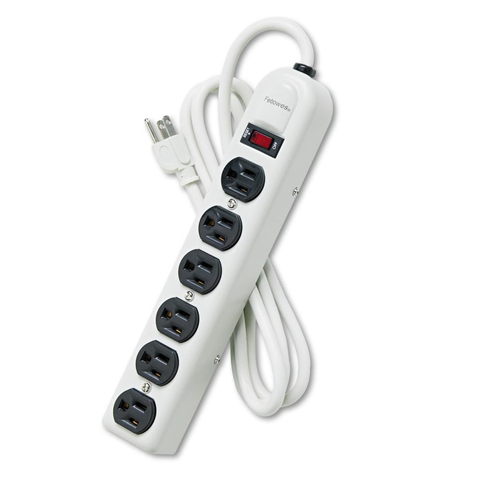 LOT OF 8 FELLOWES 99090 8 PORT 6 ft SURGE PROTECTOR POWER STRIP 