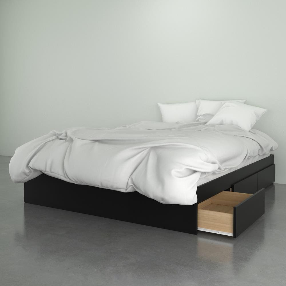 Nexera Black Melamine and Black Laminate Queen Composite Bed Frame with ...