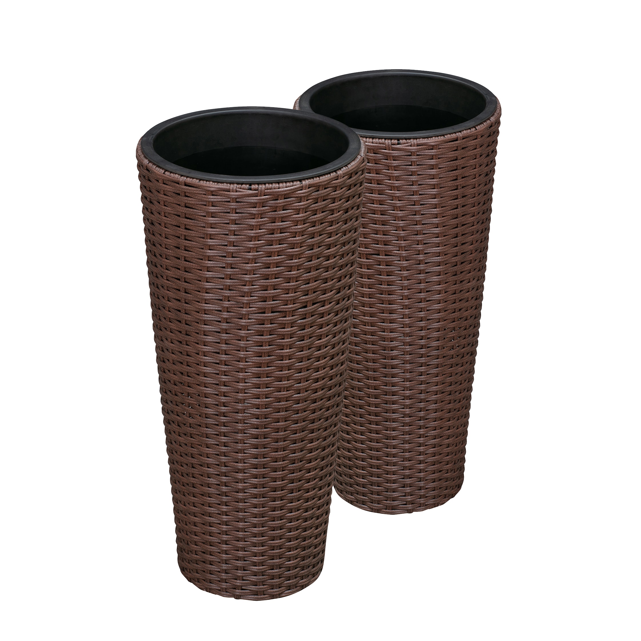 Balkene Home 63543 2 -Pack Round 11.75-in W Medium Brown Resin Indoor/Outdoor Planter with Drainage Holes