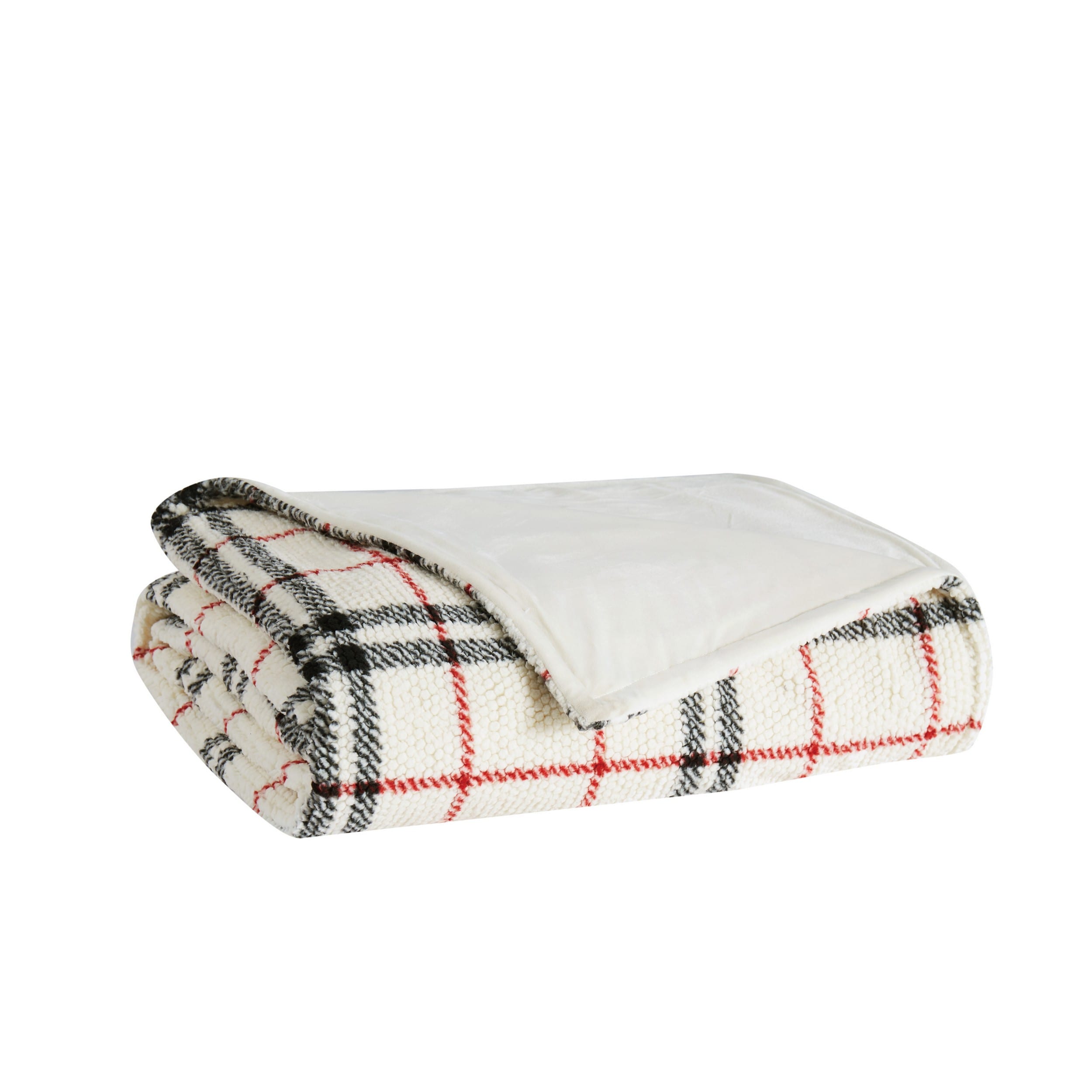 London Fog BK3916BRTX-4500  Popcorn Plaid Black and Red 66-in x 90-in Polyester Blanket