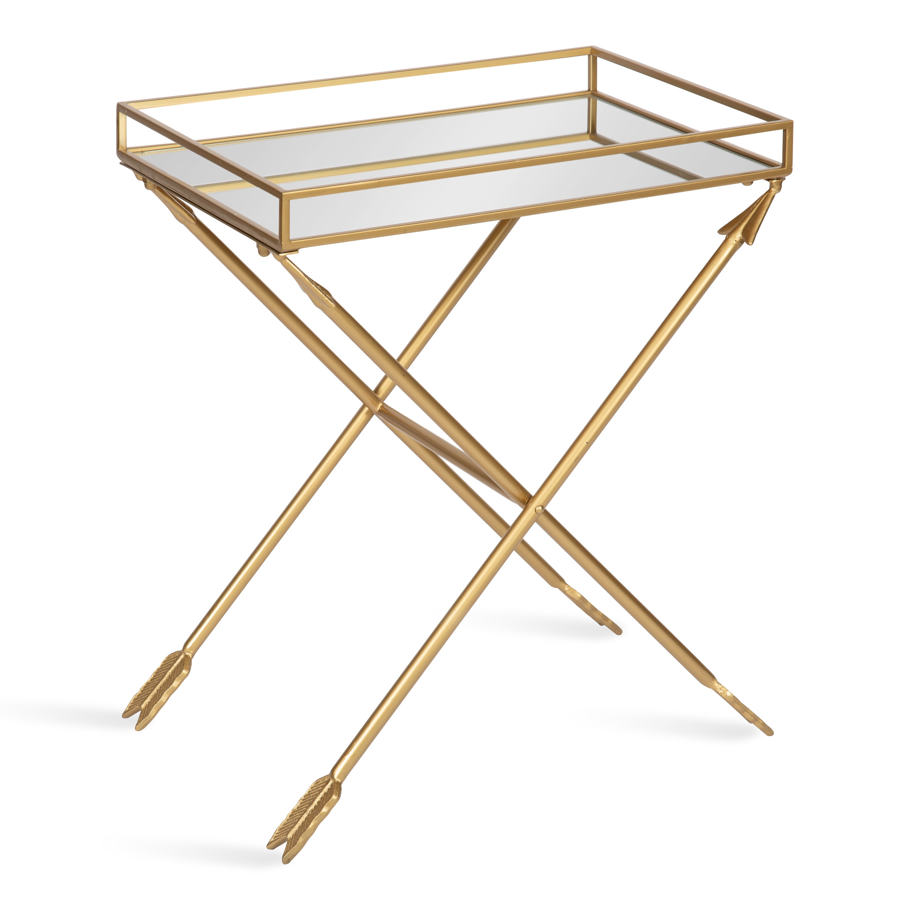 Kate and Laurel 221805 Madeira 21.00-Inches W x 25.25-Inches H Satin Gold Metal Rectangular Modern End Table Assembly Required