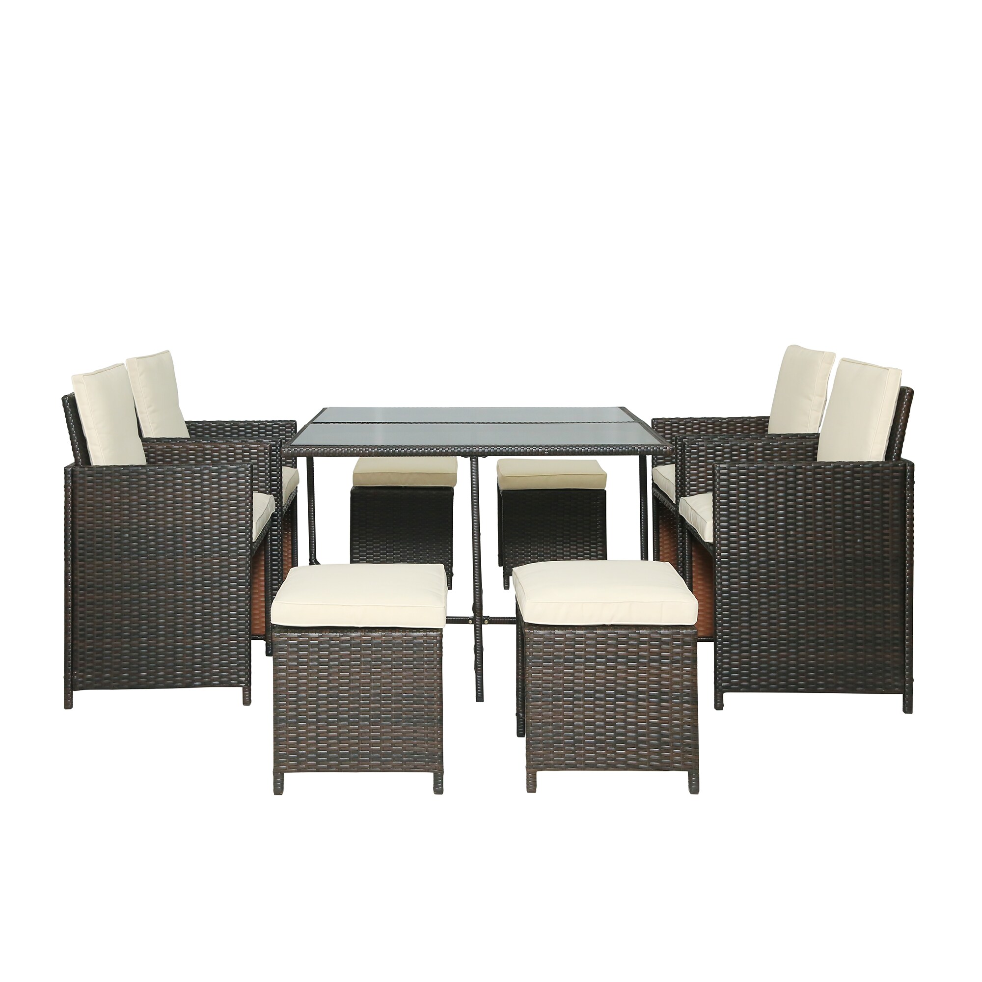 9-Piece patio dining table set;4 chairs and 4 ottomans and a table