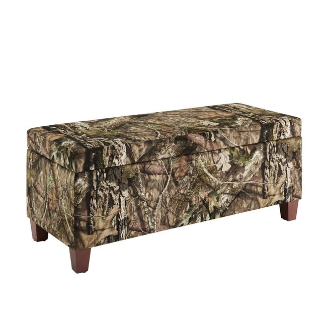 Linon Mossy Oak Nativ Casual Brown, Brown Ottoman With Storage And Tray