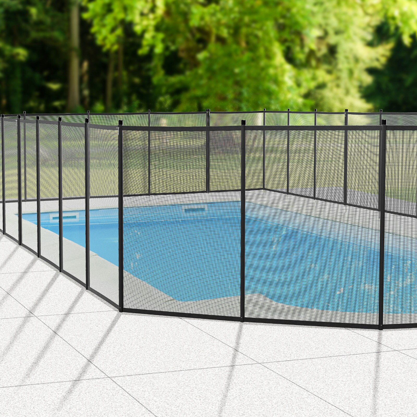 Winado 4-ft x 12-ft Black Aluminum Mesh Pool Safety Barrier Panel ...