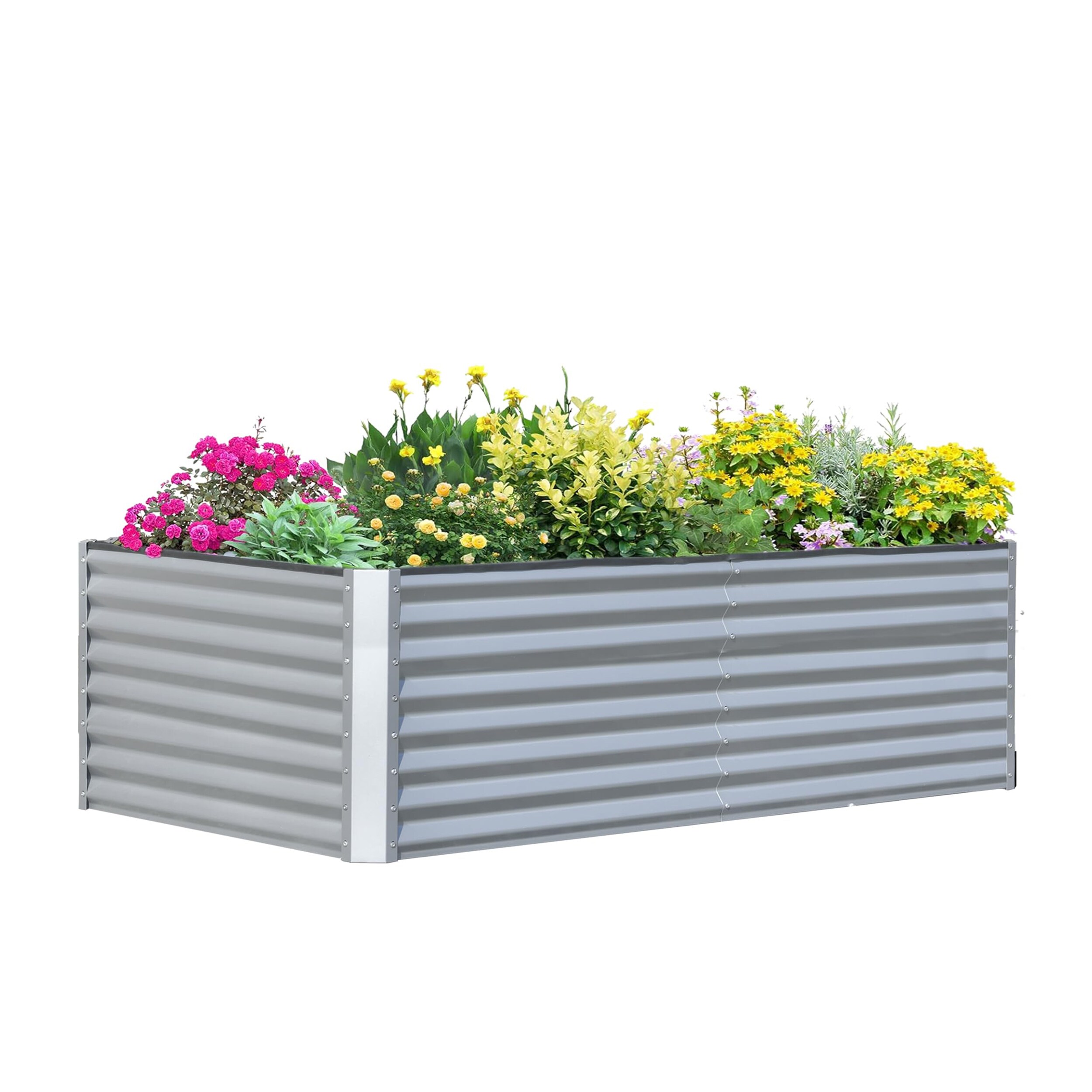 AHIOU HOME ZAAHG-P198002GB 58-cu ft 47.25-in W x 94.49-in L x 23.62-in H Silver Galvanized Metal Raised Garden Bed