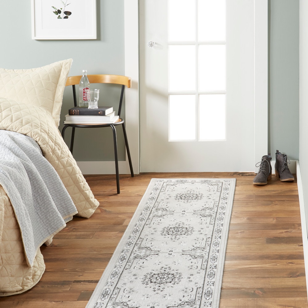 Home Dynamix 4-7069-451 Premium Sakarya 2 x 7 (ft) Loomed Polypropylene Gray/Ivory Rectangular Indoor Medallion French Country Runner rug