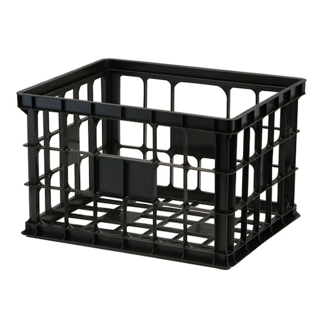 Project Source Plastics crates 17-in W x 11-in H x 14-in D Black Plastic  Stackable Milk Crate in the Storage Bins & Baskets department at