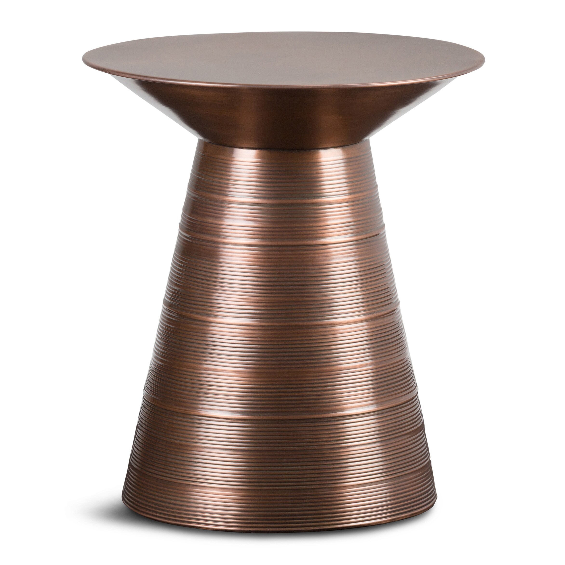 Simpli Home AXCMTBL-10 Sheridan 17.6-in W x 19.5-in H Aged Copper Metal Round Industrial End Table Fully Assembled