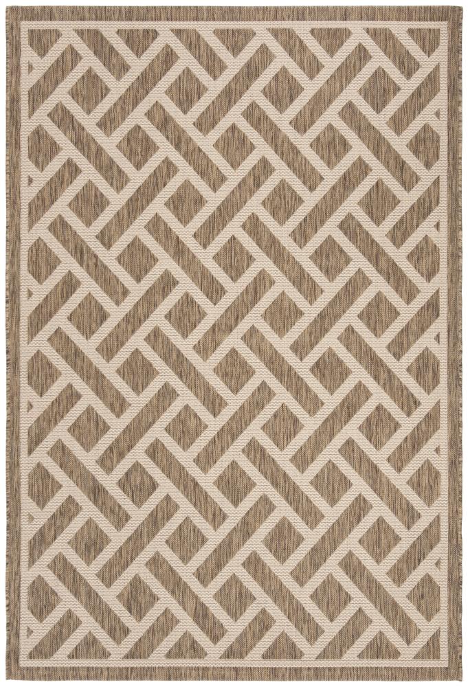 Safavieh CY6306-232-5 Courtyard Abaka 5 x 8 (ft) Loomed Polypropylene Brown/Light Beige Rectangular Indoor/Outdoor Abstract Coastal Area rug