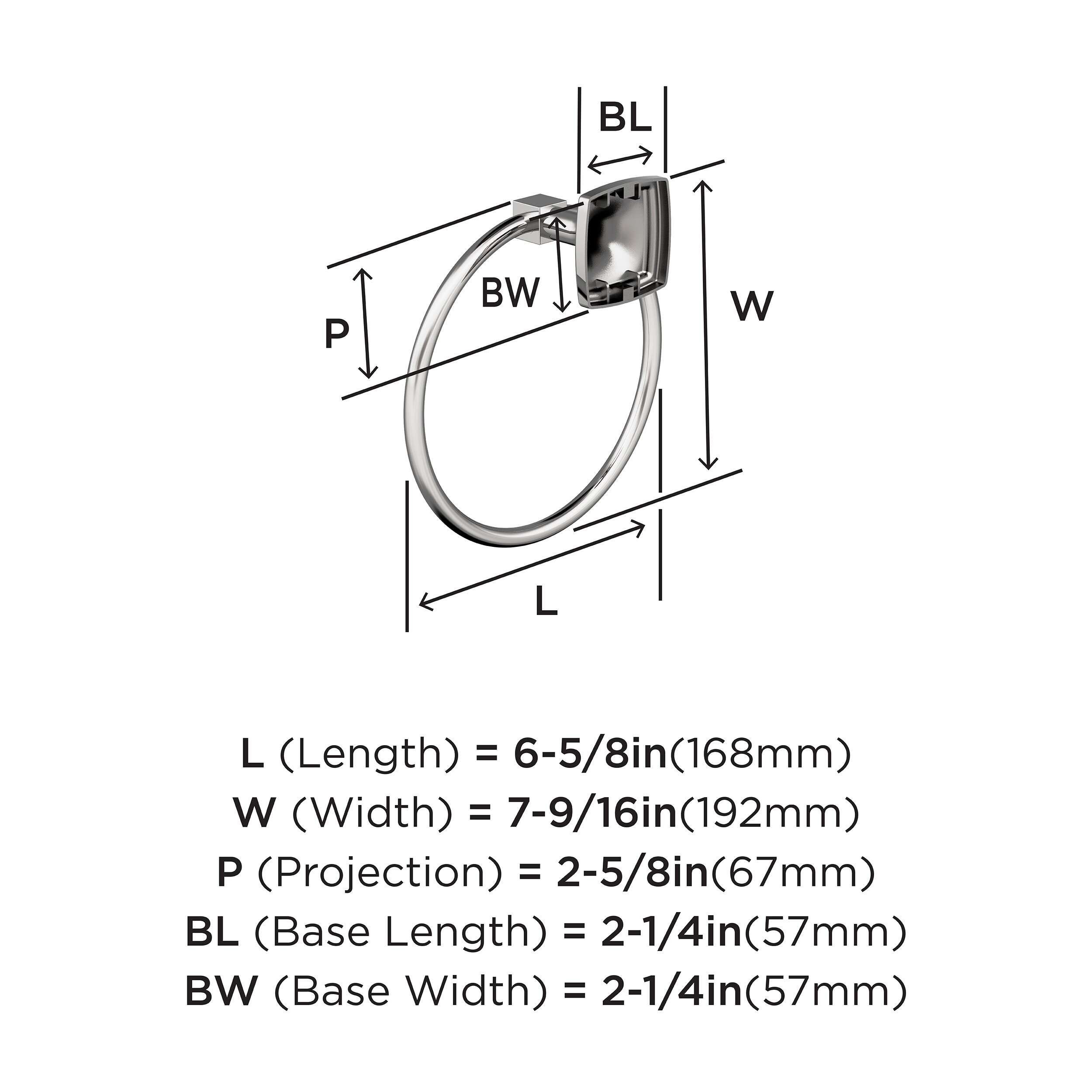 Stature Chrome Wall Mounted Towel Ring