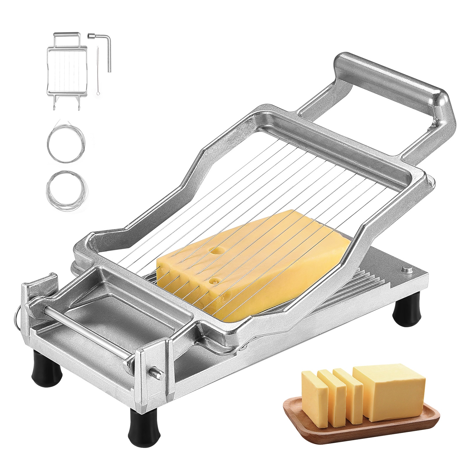 VEVOR SCMBNLQPJBXG03064V0 Cheese Cutter with Wire Commercial Food slicer with Thickness Control ( Silver )