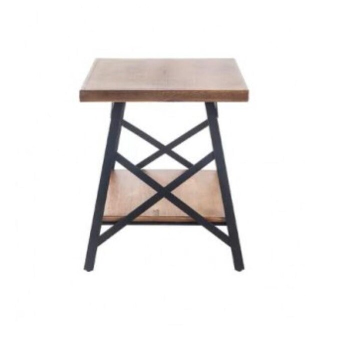 Mondawe Modern Rustic Solid Wood Top, Rustic End Tables With Metal Legs