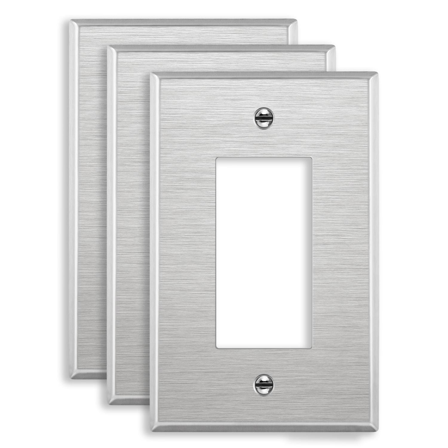 TOPGREENER 7731M-3PCS 1-Gang Mid Metal Decorator 1 -Gang Midsize Size Stainless Steel Stainless steel Indoor Decorator Wall Plate 3 -Pack