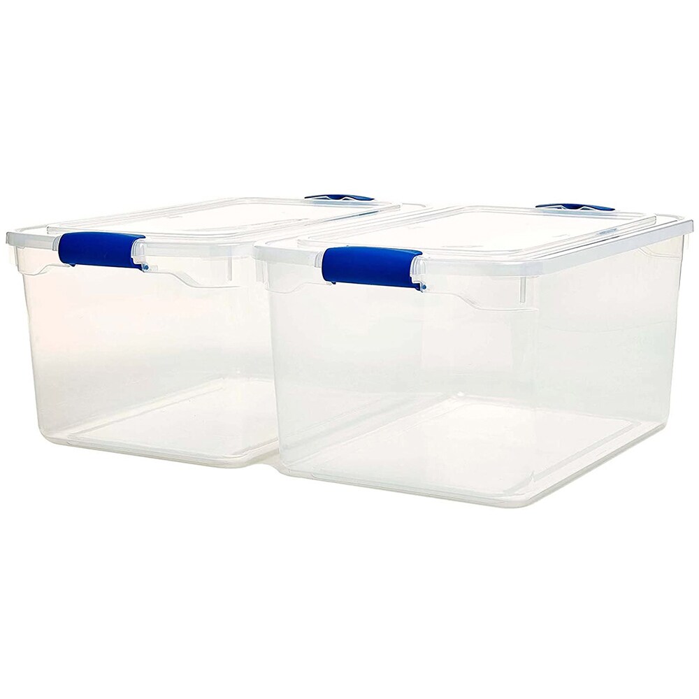 Homz 31 Qt Heavy Duty Clear Plastic Latching Stackable Storage