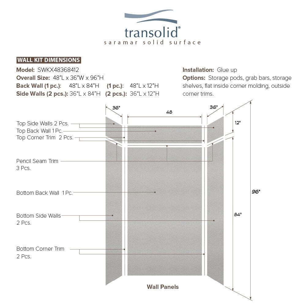 Transolid Saramar Velvet 36-in W x 36-in D x 96-in H Grey Beach Velvet ...