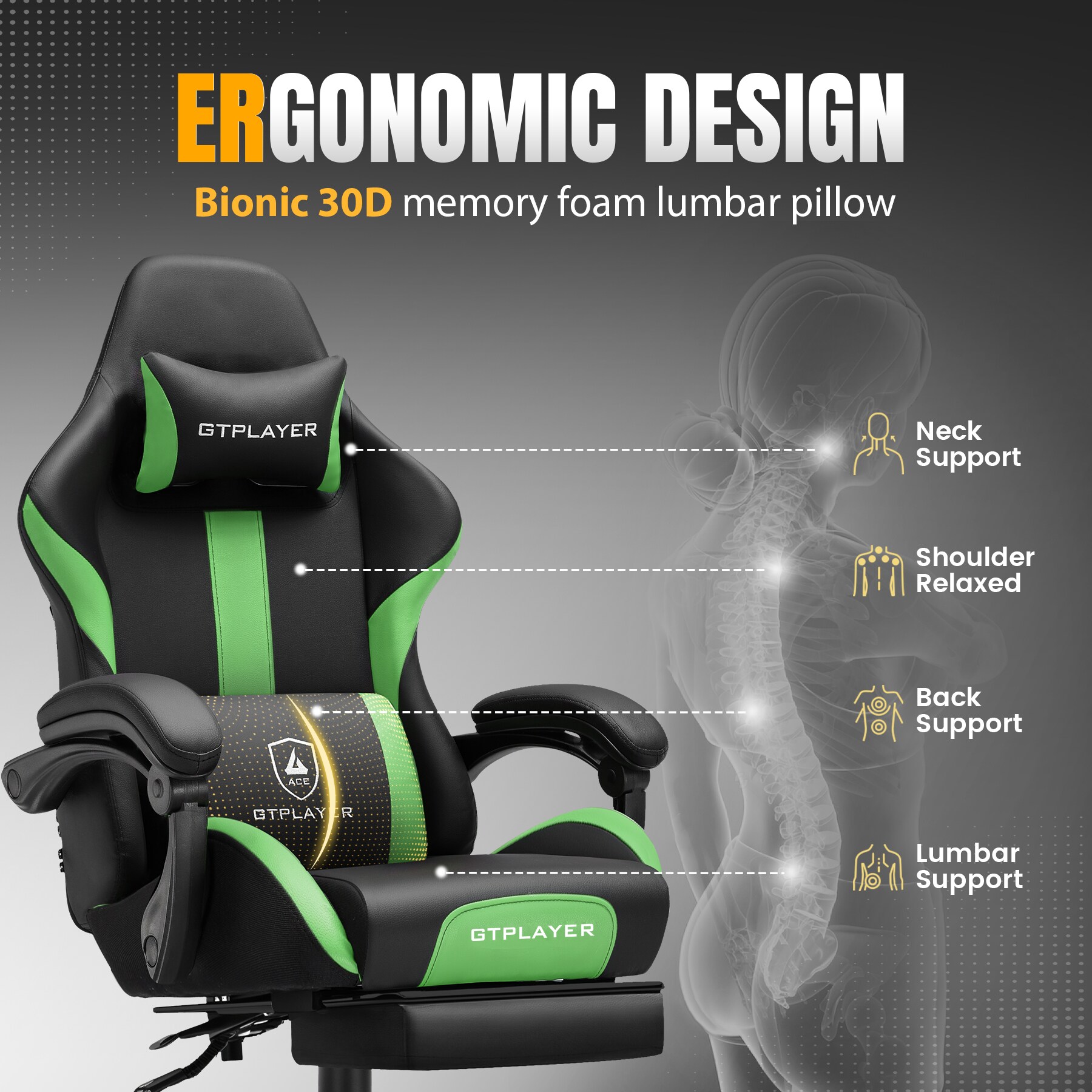 GTPLAYER LOWE-GT905-GREEN-PU Office-Chairs - View #6