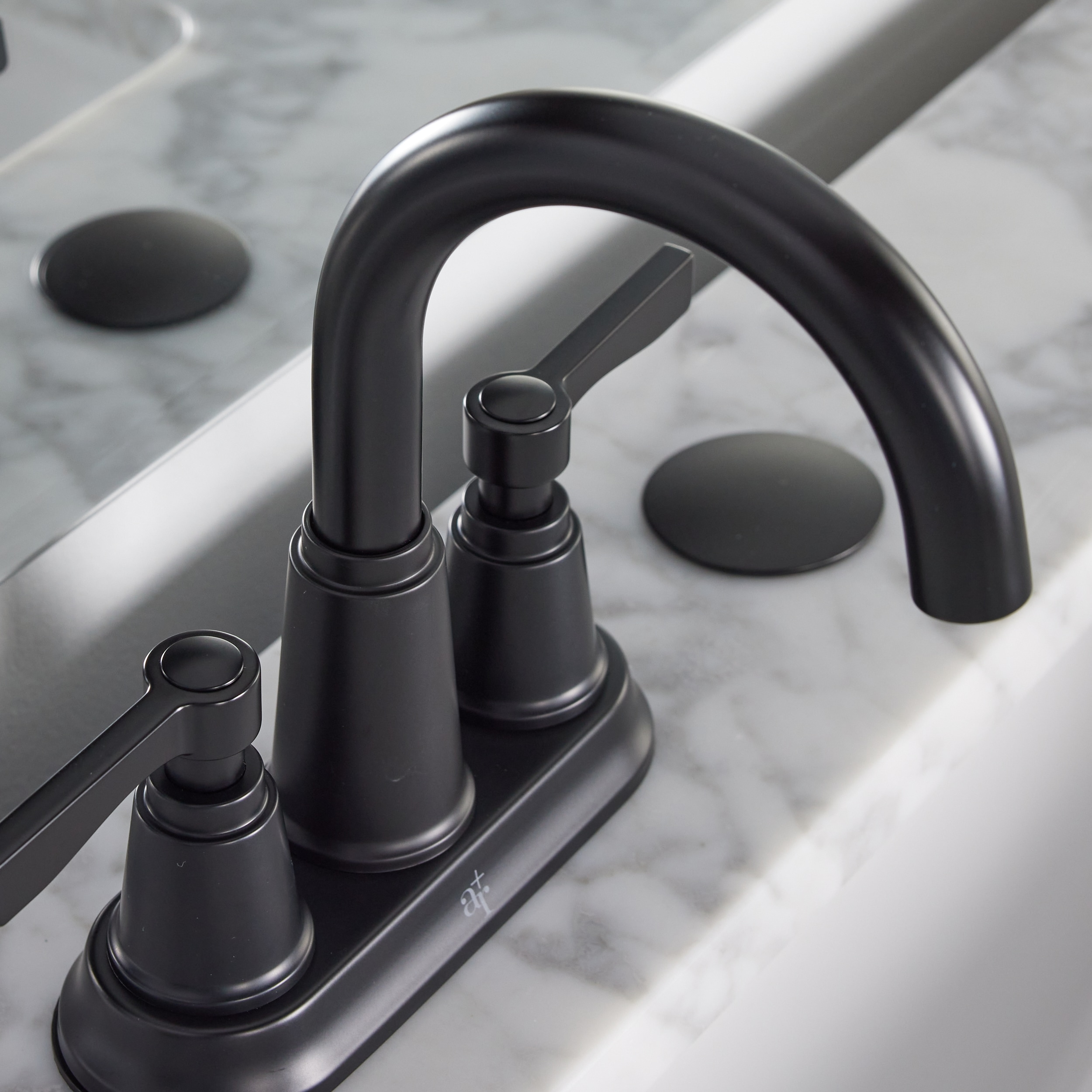 allen + roth Townley Matte Black 4in centerset 2Handle WaterSense