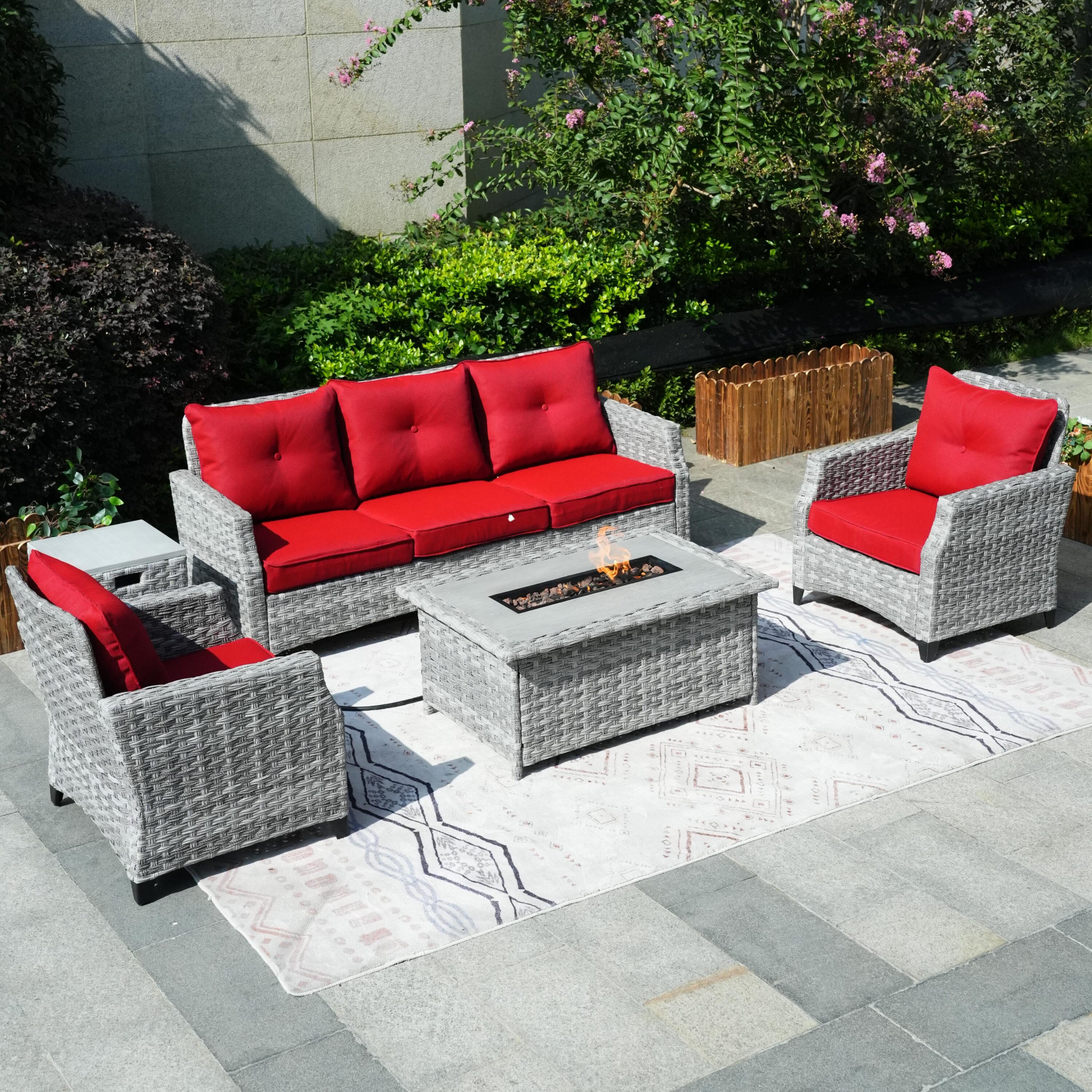 Direct Wicker DWG-1802S-RED Patio-Conversation-Sets - View #2