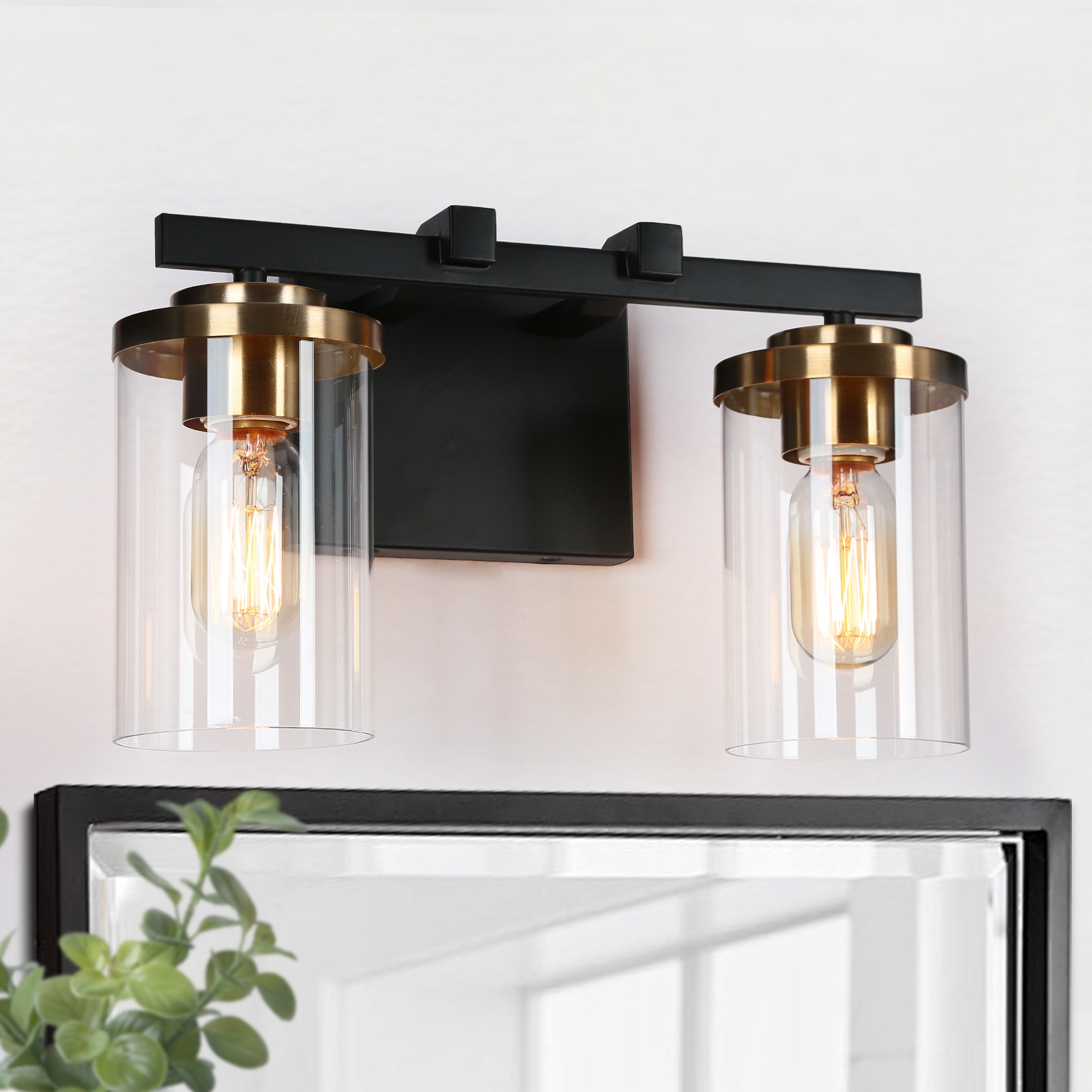 ZEVNI L3RJ7VZAW4696SR7 Mavis 14-in 2 -Light Matte Black Transitional Vanity light