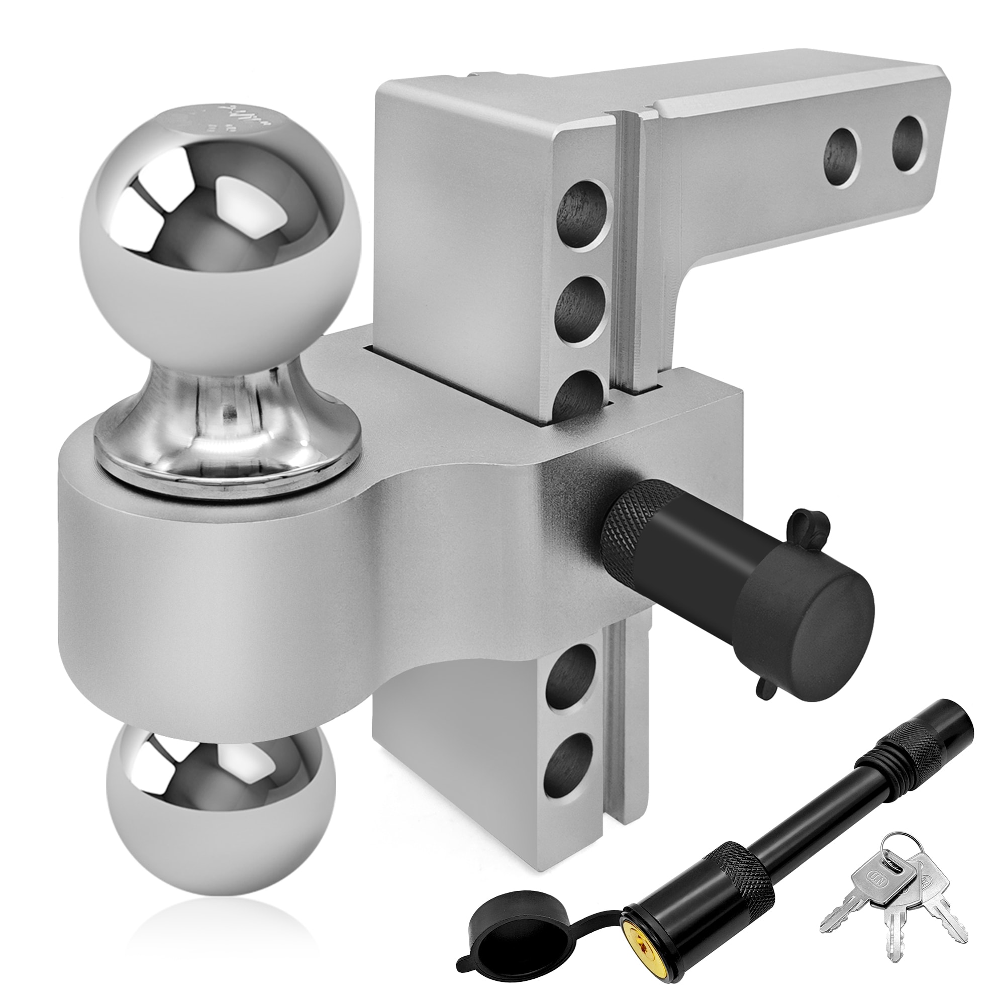 Kahomvis JT-2QP214-04 6-in Drop 2-in Receiver Silver Aluminium Alloy Adjustable Interchangeable Hitch Mount