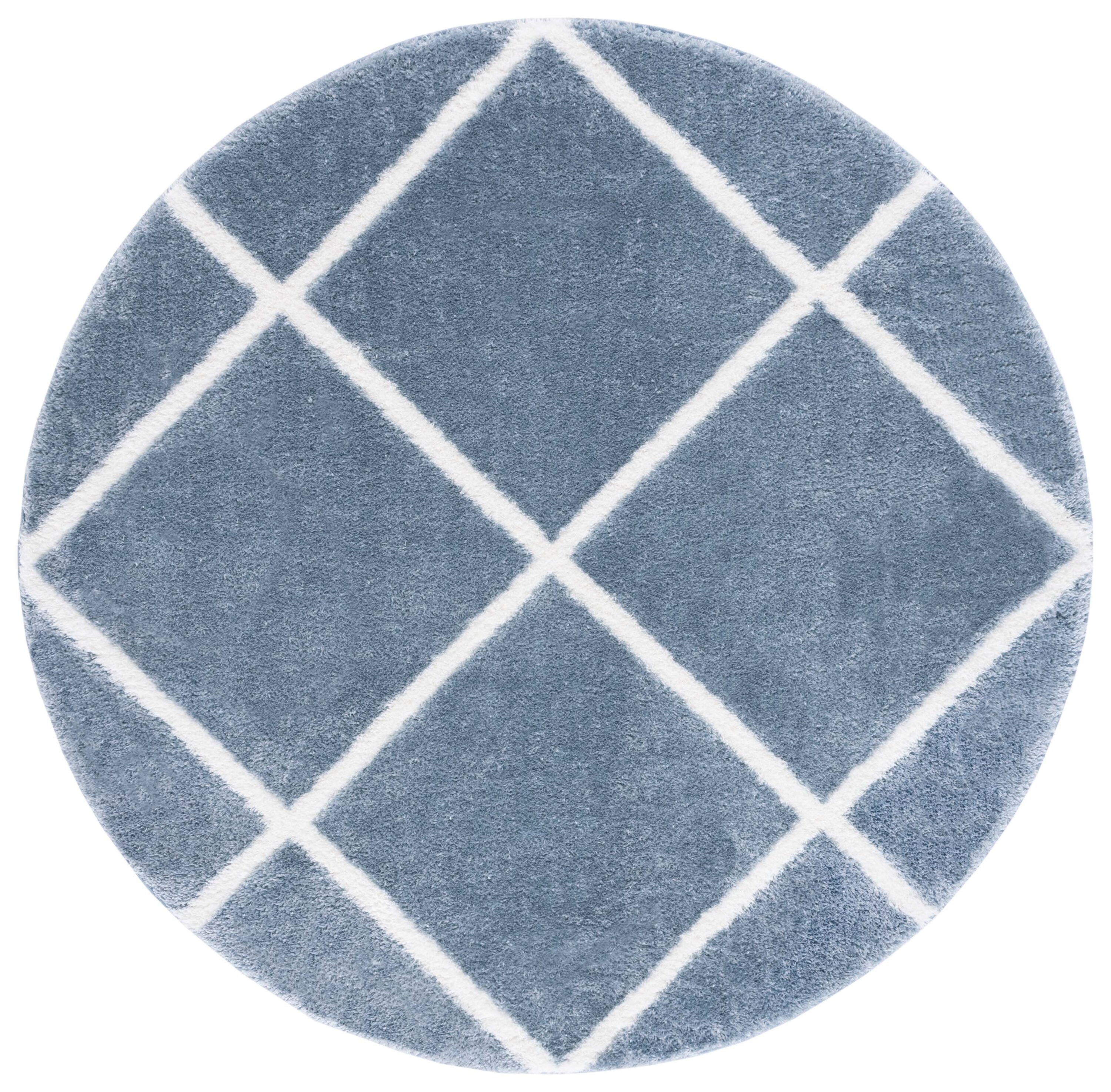 Safavieh THO676M-7R 7 x 7 (ft) Loomed Blue/White Round Indoor Trellis Mid-Century Modern Area rug