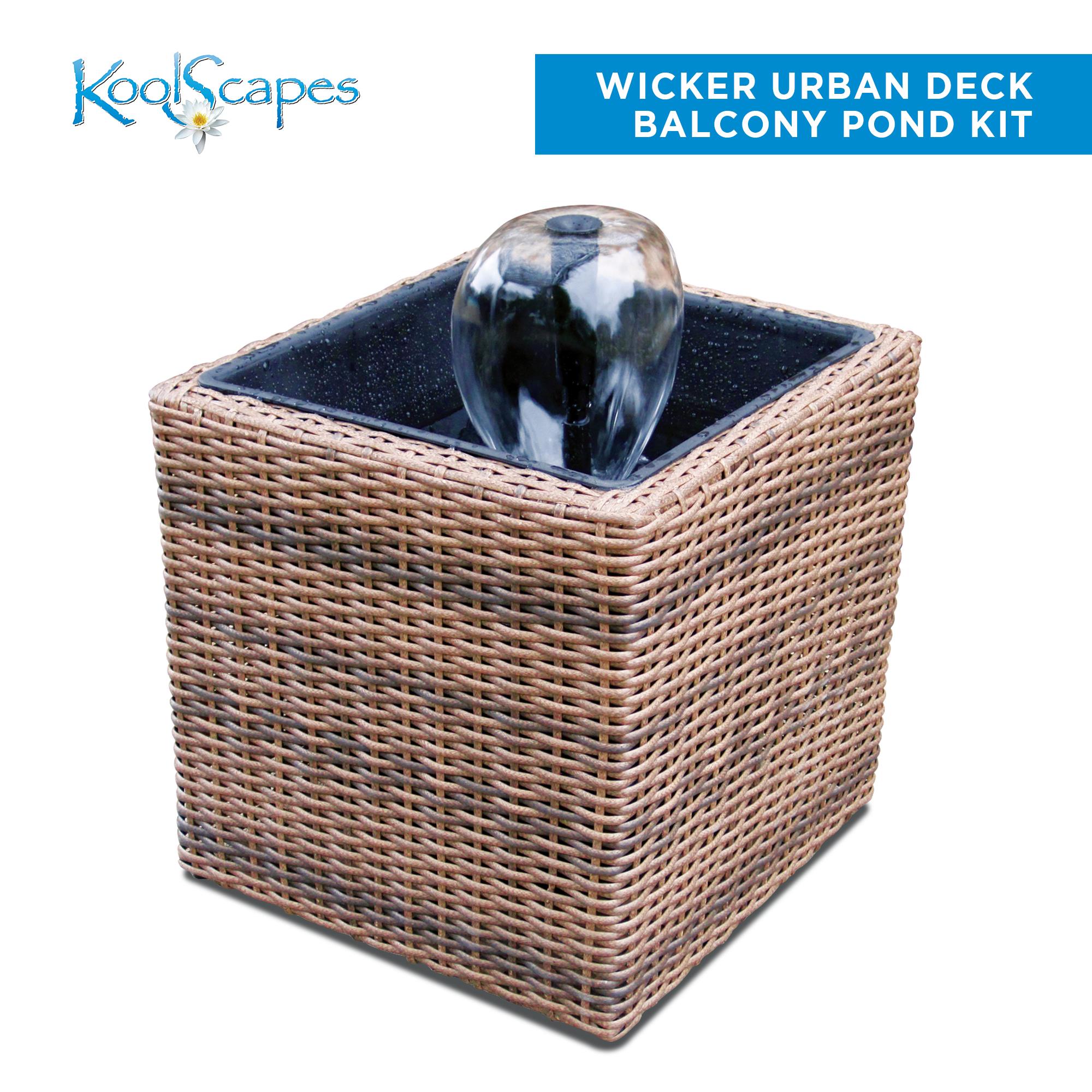 Gray Wicker-Look Resin Mini Pond and Fountain Kit