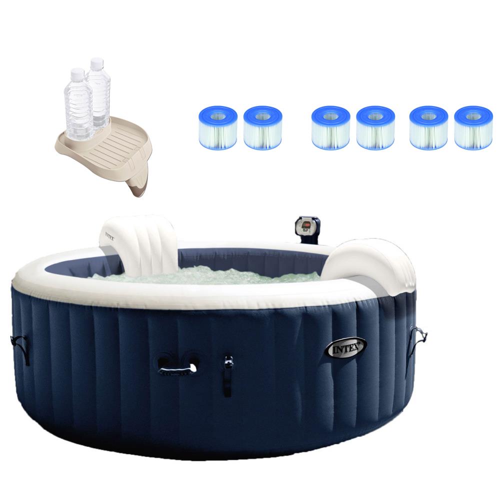 Intex 85-in x 28-in 6-Person Inflatable Round Hot Tub at Lowes.com