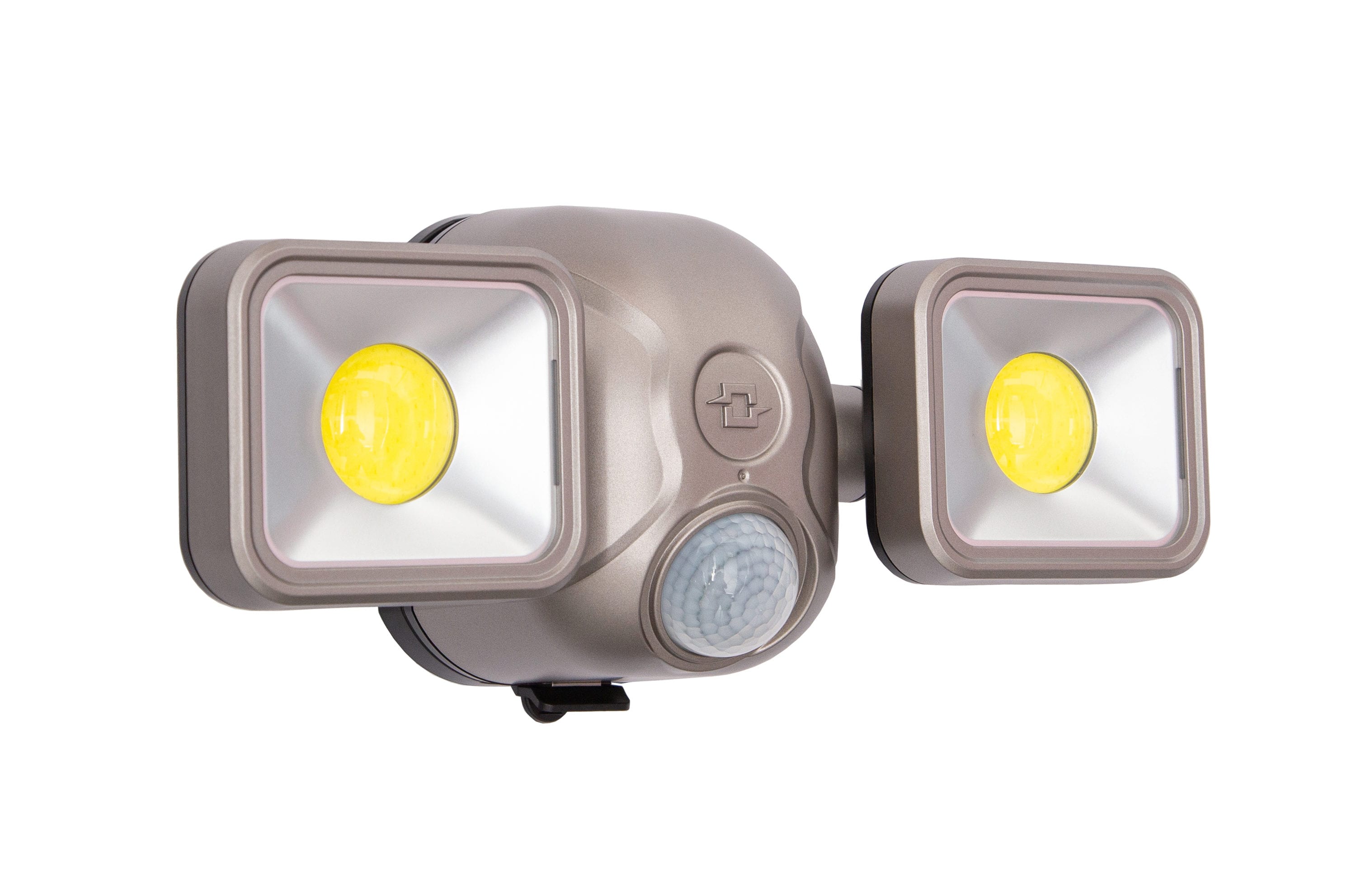 Light It! 120-Degree 9-Wattage Equivalent Battery-operated LED Silver 2-Head  Motion-Activated Flood Light 1200-Lumen in the Motion-Sensor Flood Lights  department at