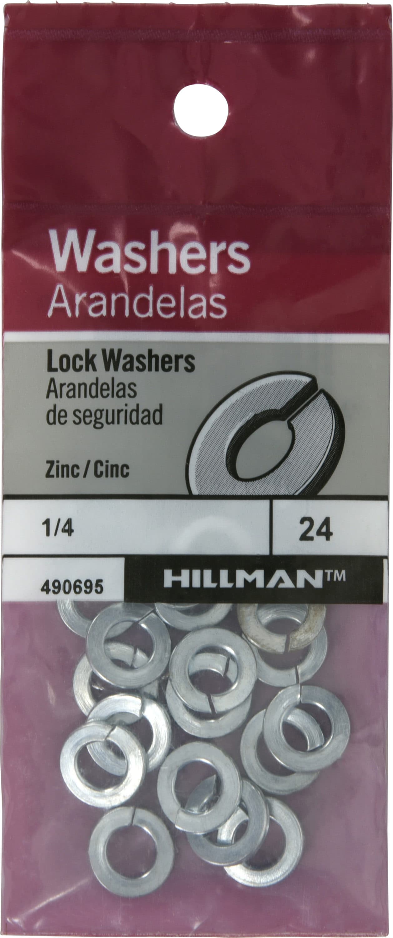Hillman 490695 1/4-in Zinc-plated Steel Split Lock Washer 24-Count