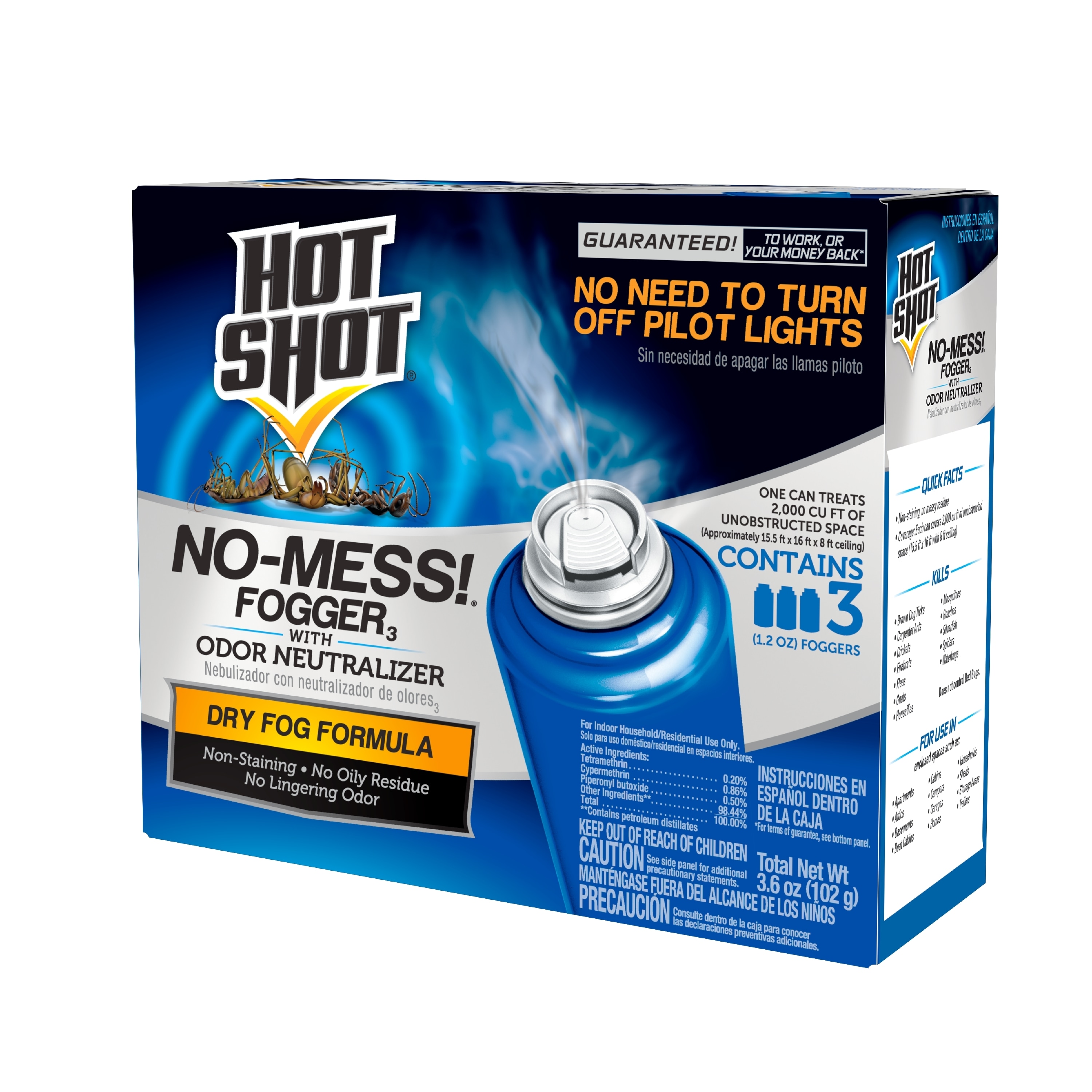 Hot Shot No-Mess with Odor Neutralizer 1.2-oz Insect Killer Fogger (3-Pack)  in the Pesticides department at