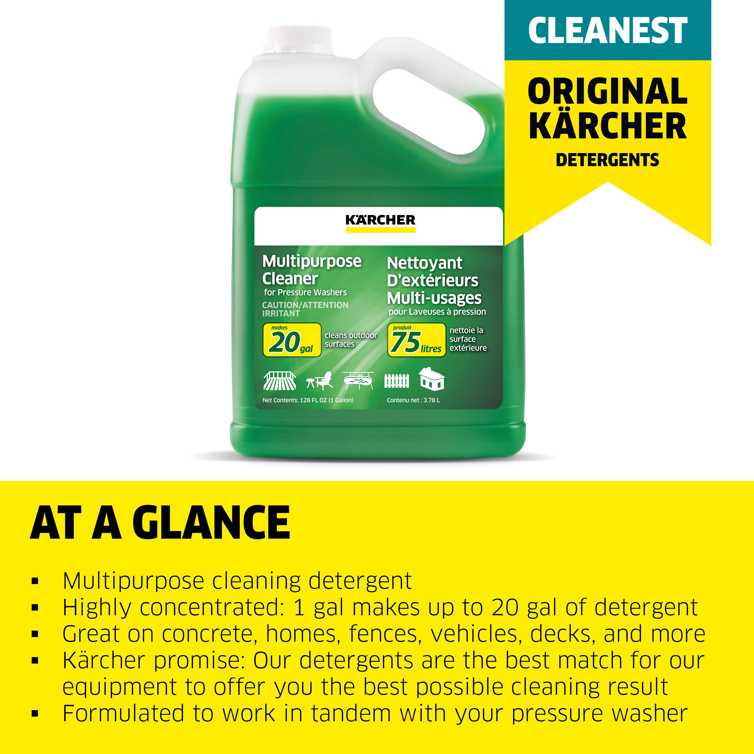 Karcher K5 Premium Electric Power Pressure Washer, 2000 PSI, 1.4 GPM &  Multi-Purpose Cleaning Pressure Power Washer Detergent Soap, 1 Gallon