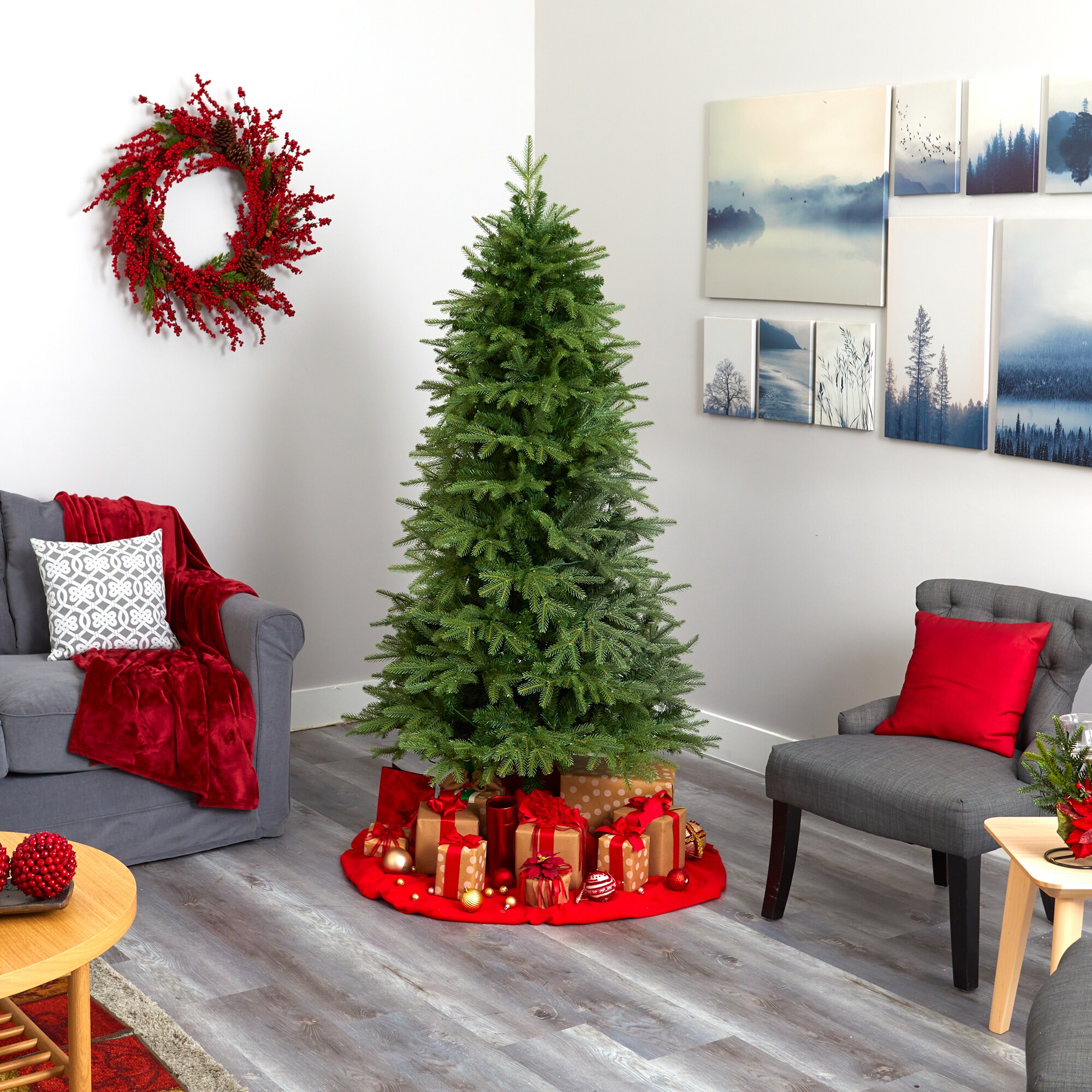 Nearly Natural 6-ft Douglas Fir Pre-lit Artificial Christmas Tree with ...