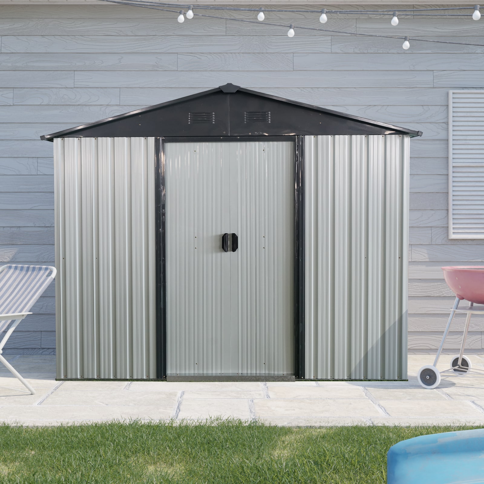 Xspracer ML-OS253WP 4.33-ft x 7.75-ft Galvanized steel Storage Shed
