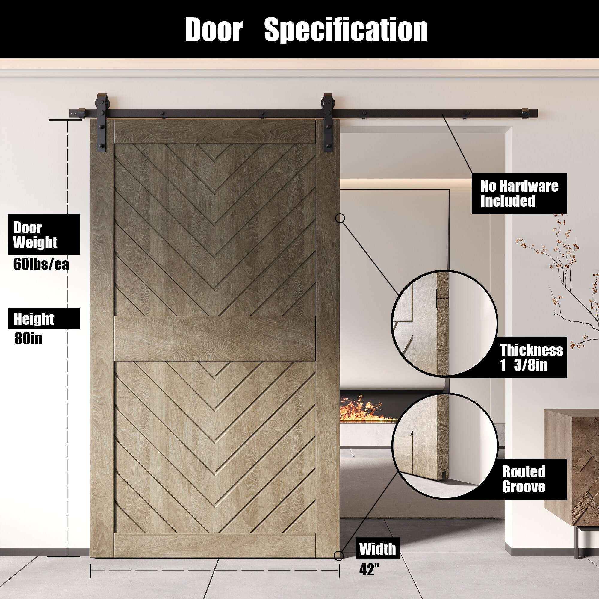 HOMACER JT3-4284-GR Barn-Doors - View #2