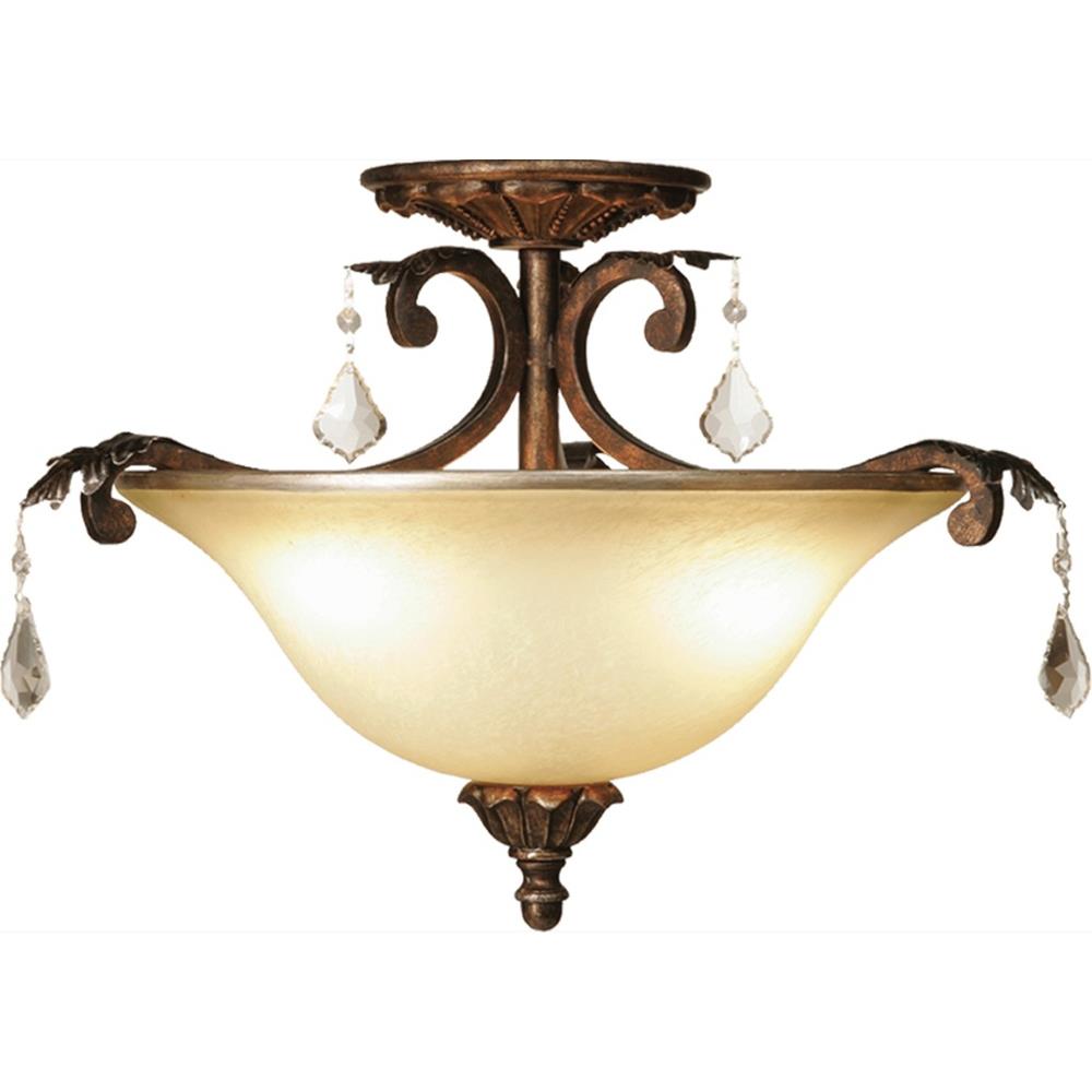 ARTCRAFT AC1832 Florence 3-Light 16-in Multi Tone Bronze Semi-Flush mount light